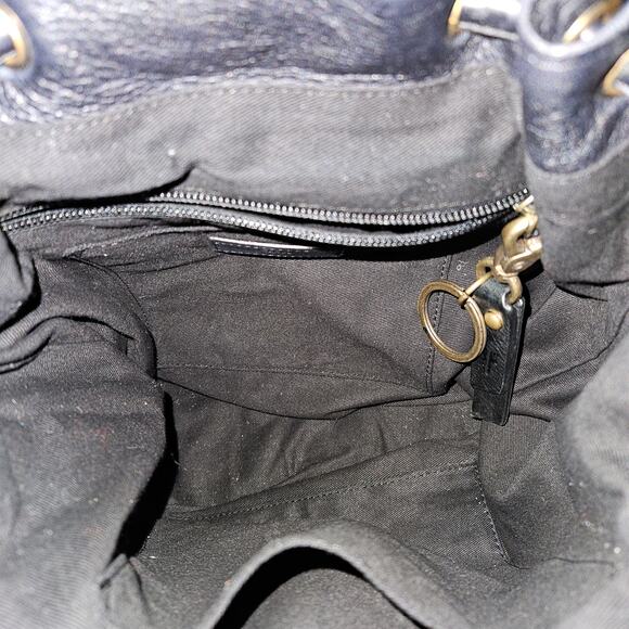 Frye Womens Leather Backpack Black Studded Chain Purse Bag Drawstring Boho NWT
